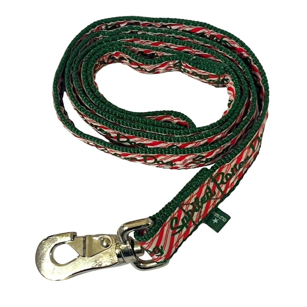 Old Navy Spoiled Rotten Dog Leash Christmas‎ Striped Rover Festive Pet Lead - Picture 2 of 2